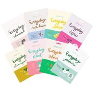 8-piece everyday sheet mask set - revitalizing, purifying, brightening, hydrating, anti-aging formulas, chemical-free logo