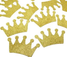 img 1 attached to 👑 Crown Confetti - Set of 12pcs 4.7-inch Centerpieces with Adorable Tags for Baby Shower Decorations, Little Prince Birthday Party Supplies, and 1st Birthday Princess Theme Table Decor - Gold Glitter