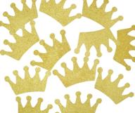 👑 crown confetti - set of 12pcs 4.7-inch centerpieces with adorable tags for baby shower decorations, little prince birthday party supplies, and 1st birthday princess theme table decor - gold glitter logo