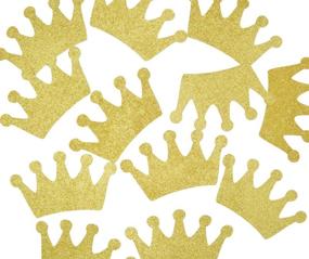 img 4 attached to 👑 Crown Confetti - Set of 12pcs 4.7-inch Centerpieces with Adorable Tags for Baby Shower Decorations, Little Prince Birthday Party Supplies, and 1st Birthday Princess Theme Table Decor - Gold Glitter