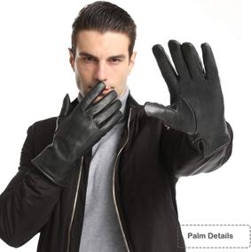 img 2 attached to Sheepskin Leather Cashmere Motorcycle Men's Accessories: Sanfiland Gloves & Mittens