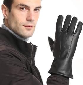 img 3 attached to Sheepskin Leather Cashmere Motorcycle Men's Accessories: Sanfiland Gloves & Mittens