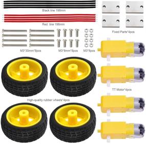 img 3 attached to 🤖 Комплект для новичков KEYESTUDIO DC TT Motor + резиновые колеса: идеальный набор аксессуаров для Arduino робота с Raspberry Pi, набор для робототехники Arduino для детей и взрослых.