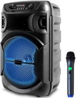 🔊 enhanced 8 inch portable 800w bluetooth speaker with woofer & tweeter, festival pa led lights, bluetooth/usb card inputs, uhf wireless handheld microphone and usb powered receiver logo
