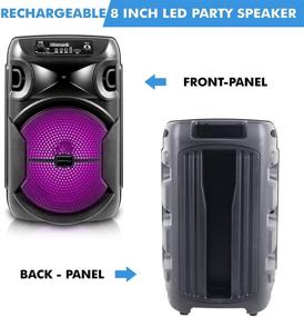 img 1 attached to 🔊 Enhanced 8 Inch Portable 800W Bluetooth Speaker with Woofer & Tweeter, Festival PA LED Lights, Bluetooth/USB Card Inputs, UHF Wireless Handheld Microphone and USB Powered Receiver