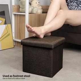 img 1 attached to 🪑 B FSOBEIIALEO Linen Storage Ottoman Cube - Small Coffee Table, Footrest Stool Seat, Folding Toy Chest Collapsible for Kids - Brown 11.8"x11.8"x11.8