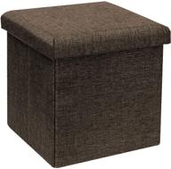 🪑 b fsobeiialeo linen storage ottoman cube - small coffee table, footrest stool seat, folding toy chest collapsible for kids - brown 11.8"x11.8"x11.8 logo