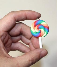 img 2 attached to 🍭 Vibrant 1 Inch Clay Pendant Charms: Lucore Home DIY Craft Supply - Set of 8 Colorful Lollipops