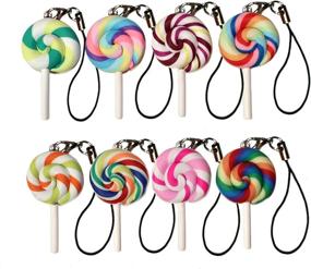 img 4 attached to 🍭 Vibrant 1 Inch Clay Pendant Charms: Lucore Home DIY Craft Supply - Set of 8 Colorful Lollipops