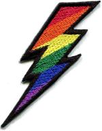 🌈 multicolor retro lightning embroidered patch for clothes and accessories – iron on and sew on – bright and unique decoration for shirts, jeans, hats, bags, and more logo