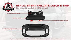 img 1 attached to 🚀 Tailgate Handle Latch and Bezel Trim Kit with Clips - Direct Replacement for 15997911, 15228539, 15228541, 15228540 - Fits Chevrolet Silverado and GMC Sierra 1500, 1500HD, 2500, 2500HD, 3500