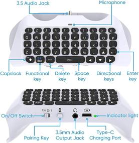 img 3 attached to Беспроводная клавиатура для контроллера PS5 с Bluetooth 3.0, мини-чатпадом, игровой клавиатурой с встроенным динамиком и аудиоразъемом 3,5 мм для общения и игр в реальном времени, совместима с Playstation 5.