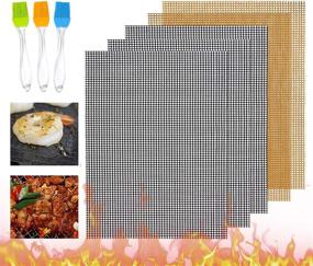 img 4 attached to AWOPEE BBQ Grill Mesh Mat Set of 5 - Non-Stick Cooking Mats for Grilled Vegetables, Fish, Fajitas, Shrimp - Reusable Grill Accessories for Gas, Charcoal, Electric Barbecue