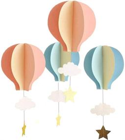 img 4 attached to 🎈 Colorful 8 Pcs Hot Air Balloon Paper Garlands for Memorable Wedding, Baby Shower & Birthday Party Decorations by AZOWA