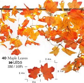 img 1 attached to 🍁 10ft 2-Pack Golden Maple Lighted Fall Garland, 20 LEDs, Waterproof Battery Operated String Lights with Remote Control Timer - Thanksgiving, Halloween, Christmas Decorations