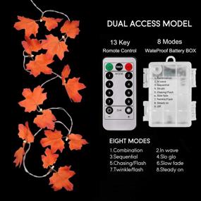 img 3 attached to 🍁 10ft 2-Pack Golden Maple Lighted Fall Garland, 20 LEDs, Waterproof Battery Operated String Lights with Remote Control Timer - Thanksgiving, Halloween, Christmas Decorations