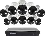 🏠 swann home security camera system, 16 channel 10 cameras poe nvr 4k ultra hd: indoor/outdoor wired surveillance with face recognition, night vision, motion sensor lights, and 2tb hd logo