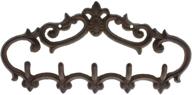 🔗 rustic cast iron wall hanger with 5 vintage hooks - perfect for keys, towels, and more - heavy duty, wall mounted decorative gift idea - 12.6x5.9” size logo