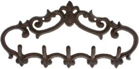 img 4 attached to 🔗 Rustic Cast Iron Wall Hanger with 5 Vintage Hooks - Perfect for Keys, Towels, and More - Heavy Duty, Wall Mounted Decorative Gift Idea - 12.6x5.9” Size