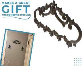 img 2 attached to 🔗 Rustic Cast Iron Wall Hanger with 5 Vintage Hooks - Perfect for Keys, Towels, and More - Heavy Duty, Wall Mounted Decorative Gift Idea - 12.6x5.9” Size