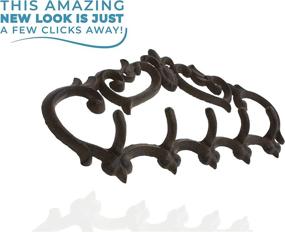 img 1 attached to 🔗 Rustic Cast Iron Wall Hanger with 5 Vintage Hooks - Perfect for Keys, Towels, and More - Heavy Duty, Wall Mounted Decorative Gift Idea - 12.6x5.9” Size