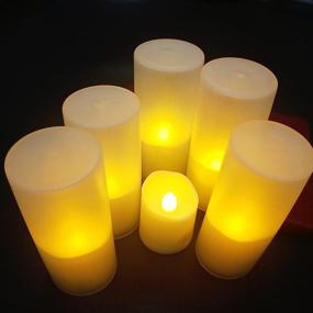 img 3 attached to 🕯️ Pack of 6 Rechargeable LED Electric Candle Lights - Flameless Flashing Tea Lights for Home Dinner Decoration, Christmas Wedding, Birthday Party Celebration, Halloween - Timer & Remote Control