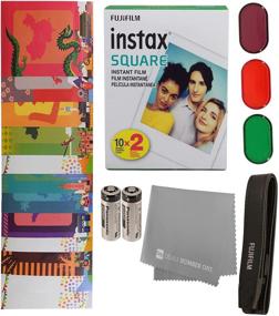 img 3 attached to 📸 Fujifilm Instax Square SQ6 Bundle with Instant Film (20 Sheets), Sturdy Tiger Stickers, and Cleaning Cloth - Graphite Gray