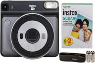 📸 fujifilm instax square sq6 bundle with instant film (20 sheets), sturdy tiger stickers, and cleaning cloth - graphite gray logo