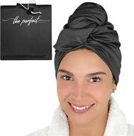 💇 women's microfiber hair towel wrap - fast absorbing & quick drying turban for wet, curly, and long hair - ideal for women, girls, and kids - anti frizz - the perfect haircare - black logo