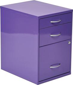 img 3 attached to Stylish and Functional OSP Home Furnishings Purple Metal File Cabinet with 3 Drawers (22") – HPBF512