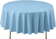 🎉 party essentials light blue plastic table cover, 84-inch round, disposable, heavy duty - pack of 3 logo