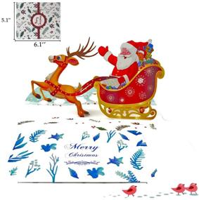img 2 attached to 🎄 Набор из 7 ручных 3D открыток с новогодними рисунками и конвертами для праздничных поздравлений и празднования Рождества/Нового Года.