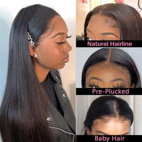 img 2 attached to 👩 Teotuli 20 inch Brazilian Straight Lace Front Wig- 150% Density, 9A Human Hair, Pre Plucked, with Baby Hair- Ideal for Black Women