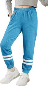 img 4 attached to Elastic Athletic Girls' Clothing: Batermoon Striped Sweatpants in Pants & Capris