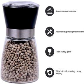 img 1 attached to 🧂 L'HOPAN High Grips Salt and Pepper Grinder: Adjustable Coarseness, Thickened Glass Body Seasoning Bottle, 160ml