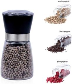 img 2 attached to 🧂 L'HOPAN High Grips Salt and Pepper Grinder: Adjustable Coarseness, Thickened Glass Body Seasoning Bottle, 160ml