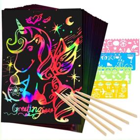 img 4 attached to 🎨 Mocoosy 60Pcs Scratch Art Set: Create Stunning Masterpieces with Endless Possibilities