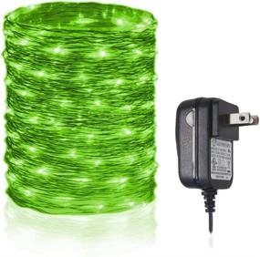 img 4 attached to 🔌 Waterproof LED String Lights, 33Ft 100 LEDs Indoor/Outdoor Starry Lights for Christmas, Wedding, and Party - Grass-Green + Power Supply