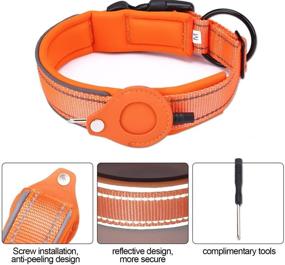 img 2 attached to 🐾 1.25” Wide Reflective Heavy Duty Dog Collar - Extra-Large, Large, or Medium Size 15-22” - Comfortable Neoprene-Lined Nylon with Strong Buckle - Vibrant & Colorful with Integrated AirTag Holder