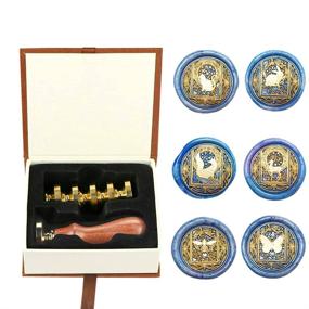 img 4 attached to 💌 Wax Seal Stamp Kit - Afobby Animal Wax Stamp Set with 6 Removable Brass Heads and 1 Wooden Handle - Cat Rabbit Fox Deer Dee Butterfly Sealing Wax Stamps for Wedding Invitations and Envelopes