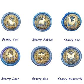 img 3 attached to 💌 Wax Seal Stamp Kit - Afobby Animal Wax Stamp Set with 6 Removable Brass Heads and 1 Wooden Handle - Cat Rabbit Fox Deer Dee Butterfly Sealing Wax Stamps for Wedding Invitations and Envelopes