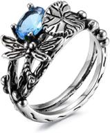 💍 finemall fashion women's 925 silver blue topaz dragonfly ring - wedding party jewelry gift - promise halo engagement & wedding band ring for women - size 6 to 10 logo