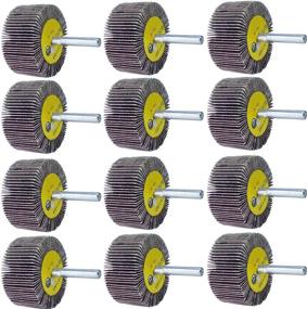 img 4 attached to 🔧 M-jump 12 Pcs 2”X 1” X1/4” Flap Wheels Set –3 pcs Of Each 40 60 80 and 120 Grits Aluminum Oxide for Rust Removal and Weld Burr Removal – 1/4 Shank Compatible with All Drills