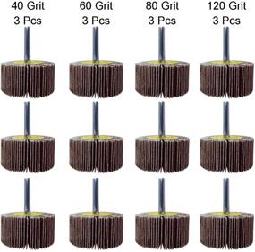 img 3 attached to 🔧 M-jump 12 Pcs 2”X 1” X1/4” Flap Wheels Set –3 pcs Of Each 40 60 80 and 120 Grits Aluminum Oxide for Rust Removal and Weld Burr Removal – 1/4 Shank Compatible with All Drills