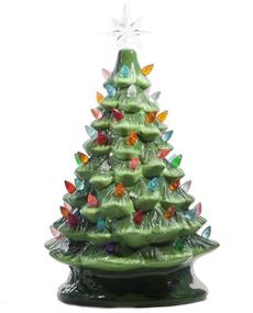 img 4 attached to 🎄 Enchant Your Home with the 16 Inch Green Lighted Ceramic Christmas Tree - Timeless Festive Decor with Multicolored Lights