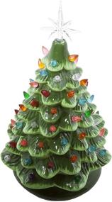 img 3 attached to 🎄 Enchant Your Home with the 16 Inch Green Lighted Ceramic Christmas Tree - Timeless Festive Decor with Multicolored Lights