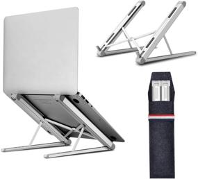 img 4 attached to 📦 Jubor Laptop Stand: Portable Aluminum Mount with 6 Height Levels & 44lb Capacity - White