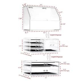 img 3 attached to 📦 Cq Acrylic Clear Makeup Organizer and Storage with Lid - Stackable X Large Waterproof Dustproof Skin Care Cosmetic Display Case with 6 Drawers for Beauty Skincare Product Organizing - Set of 3