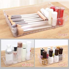 img 1 attached to 🗂️ Puroma Desk Drawer Organizer Trays with 3-Size Versatile Drawer Dividers - 12 Storage Bins for Makeup, Utensils, Dresser, Bedroom, Bathroom, Kitchen, Office