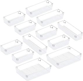 img 4 attached to 🗂️ Puroma Desk Drawer Organizer Trays with 3-Size Versatile Drawer Dividers - 12 Storage Bins for Makeup, Utensils, Dresser, Bedroom, Bathroom, Kitchen, Office